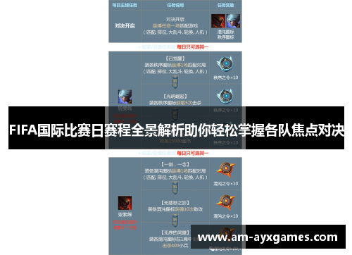 FIFA国际比赛日赛程全景解析助你轻松掌握各队焦点对决